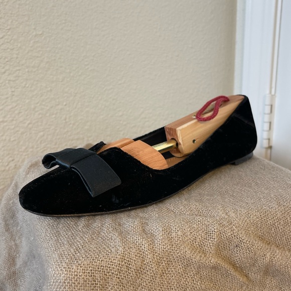 Tory Burch Black Velvet and Satin Bow Ballet Flats - Picture 8 of 13